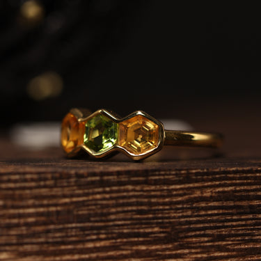 Citrine,Peridot Ring, gemstone jewellery (view 2)