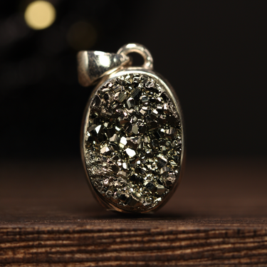 Pyrite Pendant, gemstone jewellery (view 2)