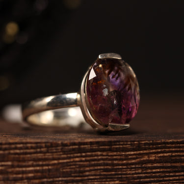 Amethyst Golden Cacoxenite Ring