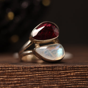 Tourmaline,Moonstone Ring, gemstone jewellery (view 2)