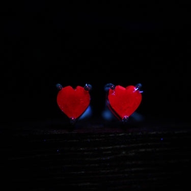Ruby Heart Stud Earring, gemstone jewellery (view 2)
