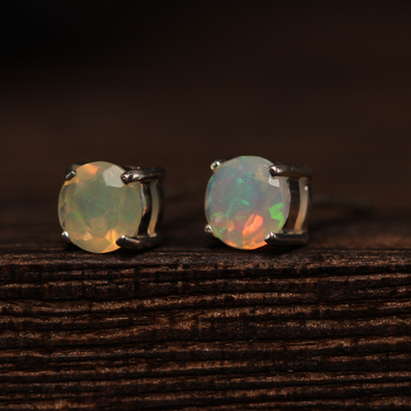 Opal Stud Earrings, gemstone jewellery (view 2)