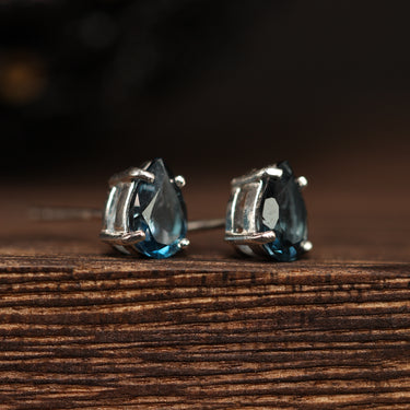London Blue Topaz Earring, gemstone jewellery (view 2)