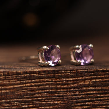 Amethyst Stud Earring, gemstone jewellery (view 2)