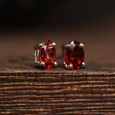 Garnet Oval Earring, gemstone jewellery (view 2)
