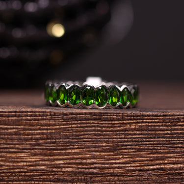 Tsavorite Eternity Ring, gemstone jewellery (view 2)