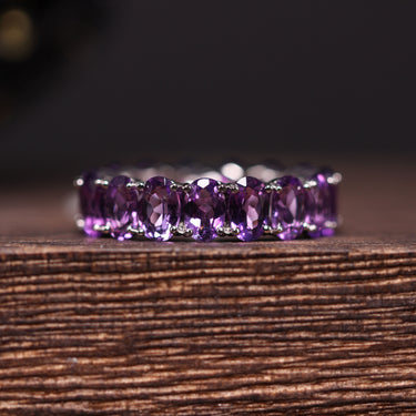 Amethyst Eternity Ring, gemstone jewellery (view 2)