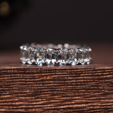 Aquamarine Eternity Ring, gemstone jewellery (view 2)