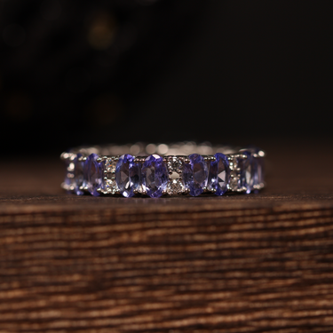 Tanzanite Eternity Ring, gemstone jewellery (view 2)