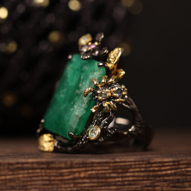 Emerald, Amethyst, Aquamarine Ring, gemstone jewellery (view 2)