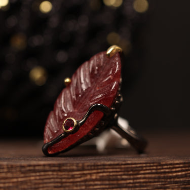 Red Aventurine Ring, gemstone jewellery (view 2)