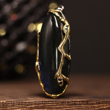 Labradorite, Blue Sapphire Pendant