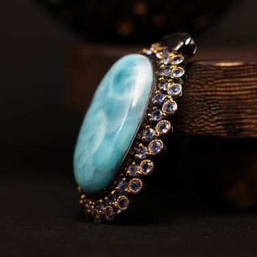 Larimar, Tanzanite Pendant, gemstone jewellery (view 2)