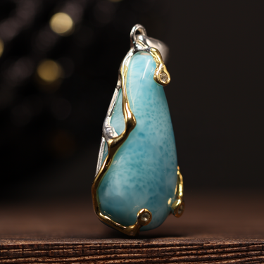 Larimar Aquamarine Pendant, gemstone jewellery (view 2)