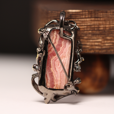 Rhodochrosite, Aquamarine, Garnet Pendant/Brooch, gemstone jewellery (view 2)