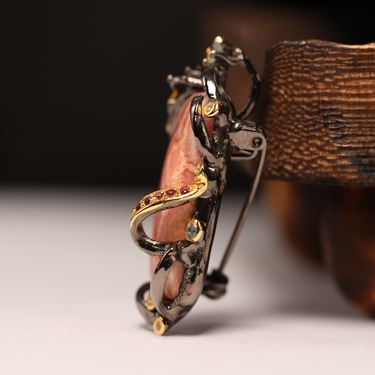 Rhodochrosite, Aquamarine, Garnet Pendant/Brooch, gemstone jewellery (view 3)