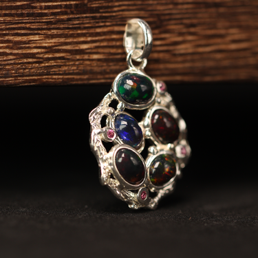 Smoked Opal, Tourmaline Pendant, gemstone jewellery (view 3)
