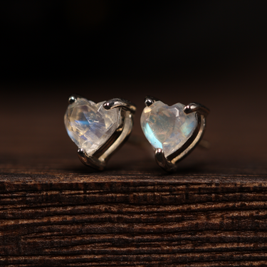 Rainbow Moonstone Heart Earring