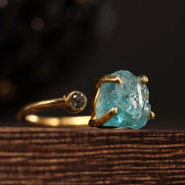 Blue Apatite & Aquamarine Ring