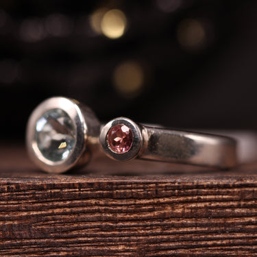 Round Tourmaline, Aquamarine Ring, gemstone jewellery (view 2)