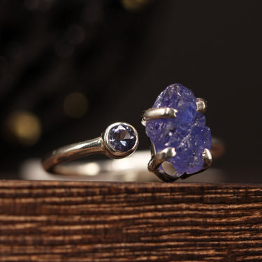 Raw & Faceted Tanzanite Ring