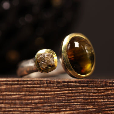 Yellow Phantom Tourmaline & Diamond Ring, gemstone jewellery (view 2)