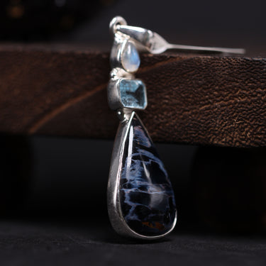 Pietersite, Topaz,Moonstone Pendant, gemstone jewellery (view 3)