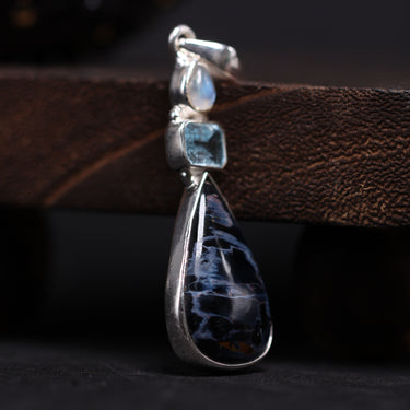 Pietersite, Topaz,Moonstone Pendant, gemstone jewellery (view 2)