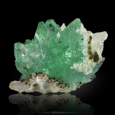 Green Apophyllite with Stilbite, natural mineral specimen from Jalgaon, India (view 2)