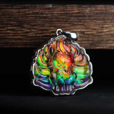 Ammolite 9 Fox Tail  Pendant, gemstone jewellery (view 3)