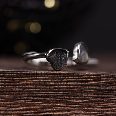 Muonionalusta Meteorite Double Heart  Ring, gemstone jewellery (view 2)