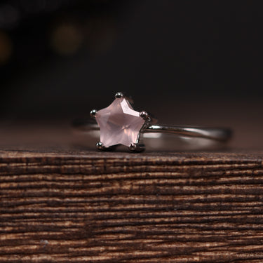 Rose Quartz Star Ring, gemstone jewellery (view 2)
