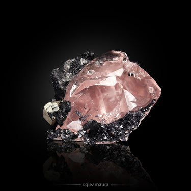 Pink Fluorite with Galena and Pyrite, natural mineral specimen from Huanzala Mine, Peru One of a kind — the specimen picture…