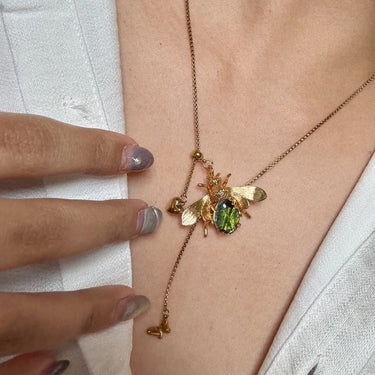 Moth Wing Bee Necklace, gemstone jewellery (view 2)
