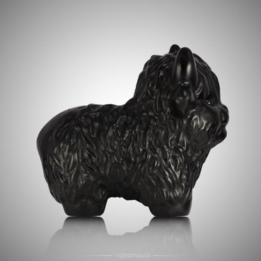 Black Obsidian Highland Cow, natural mineral specimen (view 2)