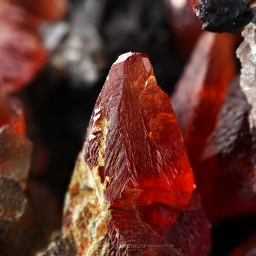 Rhodochrosite On Matrix, natural mineral specimen from Uchucchacua Mine, Peru (view 2)