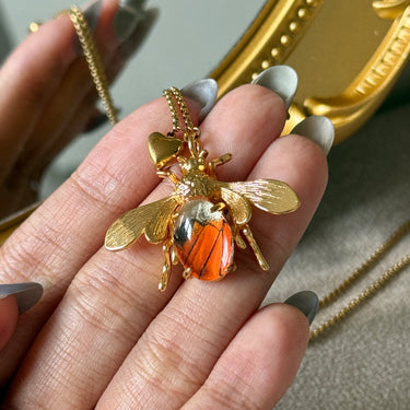 Butterfly Wing Bee Necklace, gemstone jewellery (view 3)