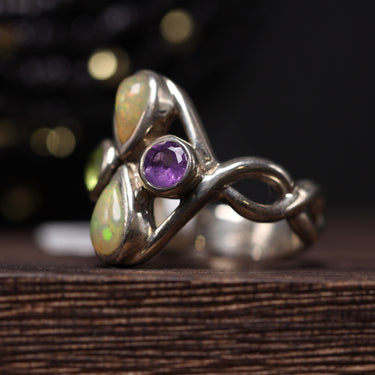 Peridot, Opal, Amethyst Ring, gemstone jewellery (view 2)