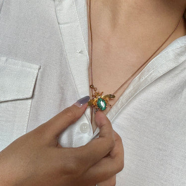Dragonfly Wing Bee Necklace, gemstone jewellery (view 3)