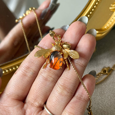Butterfly Wing Bee Necklace, gemstone jewellery (view 3)