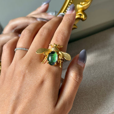 Moth Wing Bee Ring, gemstone jewellery (view 2)