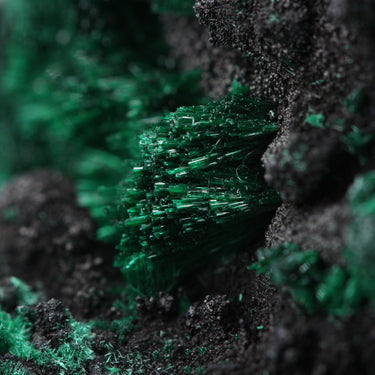 Fibrous Malachite With Black Heterogenite, natural mineral specimen (view 3)
