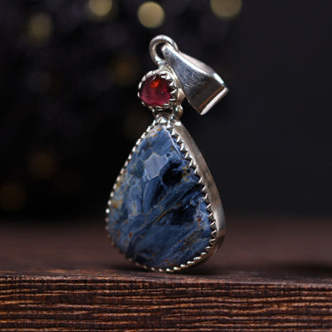 Pietersite, Pink Tourmaline Pendant