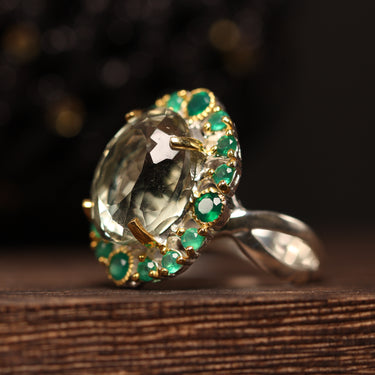 Prasiolite, Green Onyx, Emerald  Ring, gemstone jewellery (view 3)