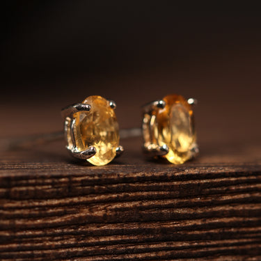 Citrine Stud Earring, gemstone jewellery (view 2)