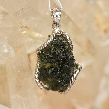 Moldavite Pendant, gemstone jewellery (view 2)