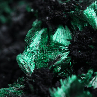 Fibrous Malachite With Black Heterogenite, natural mineral specimen (view 3)