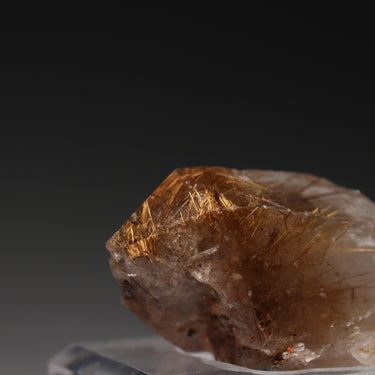 Smoky Rutilated Quartz, natural mineral specimen from Novo Horizonte, Brazil Comes with customized acrylic base (view 3)