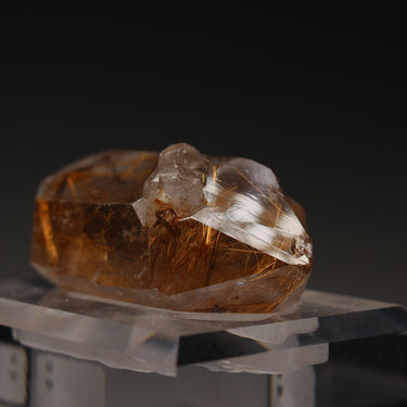 Smoky Rutilated Quartz, natural mineral specimen from Novo Horizonte, Brazil Comes with customized acrylic base (view 3)