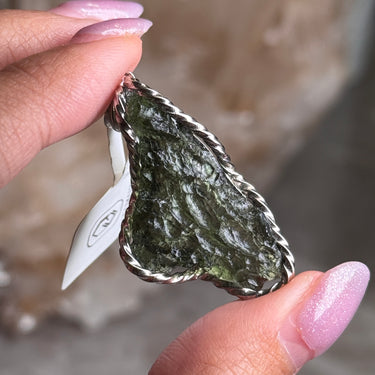 Moldavite Pendant, gemstone jewellery (view 2)